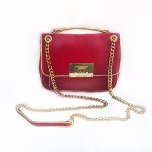 Michael Kors red suede convertible shoulder bag